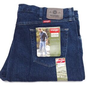 New Wrangler Five Star Regular Fit Jeans Men's 42 X 30 Midnight Rinse Blue